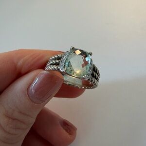 David Yurman Petite Wheaton Ring - Prasiolite and Diamonds. Size 6.5!